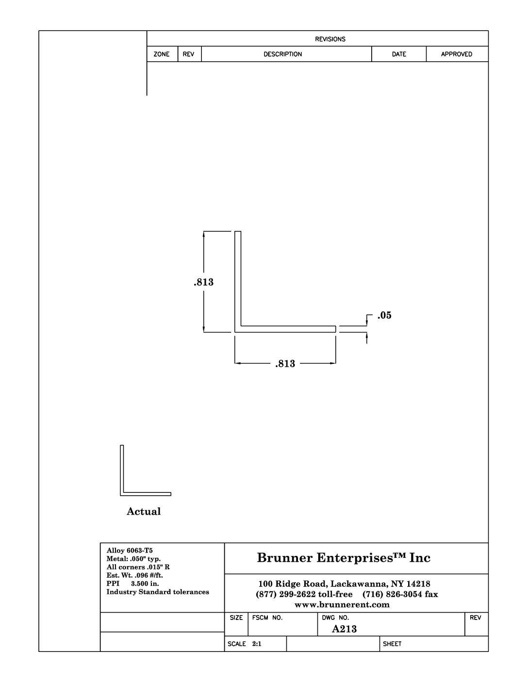 A213; 13/16 x .050 for 3/4 in