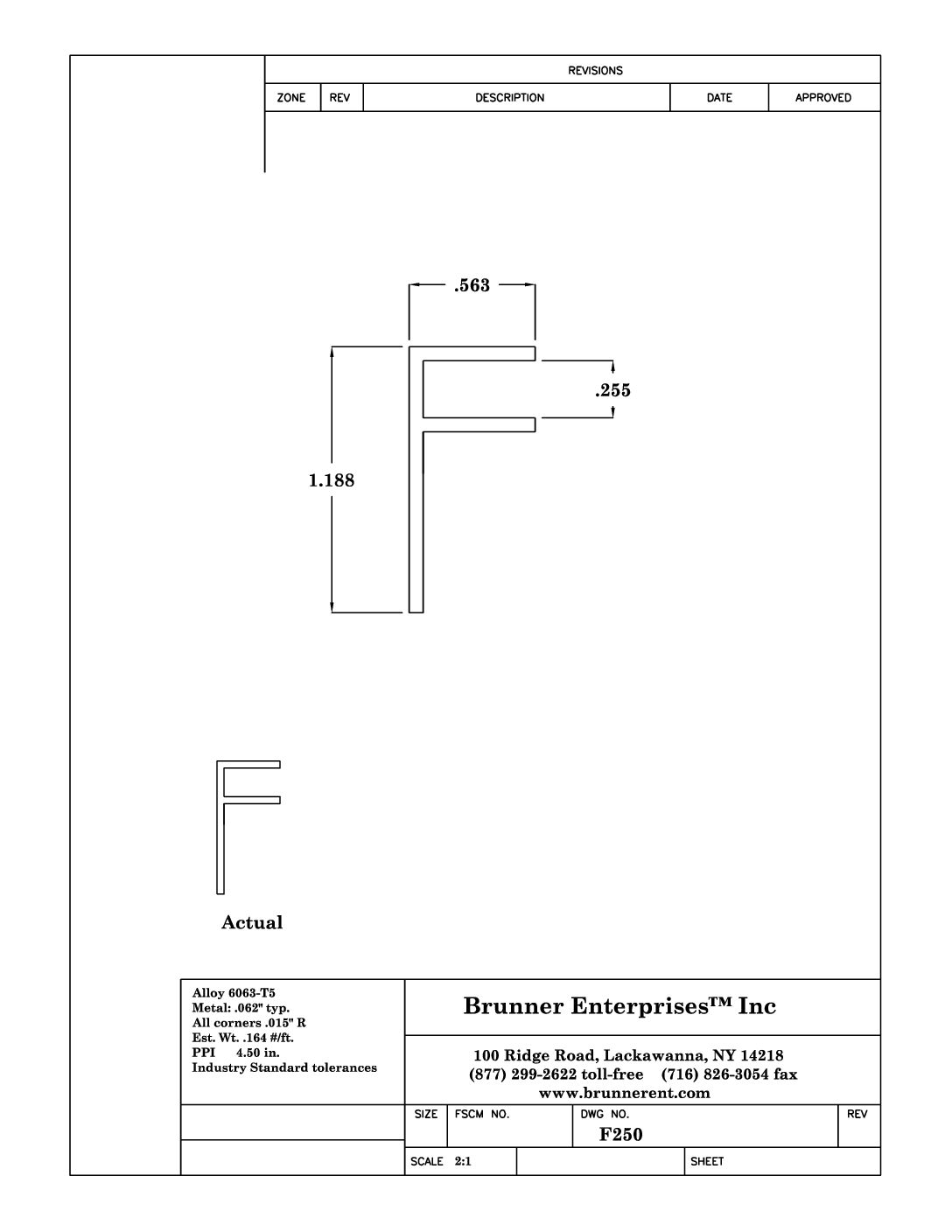 F250; For 1/4 in