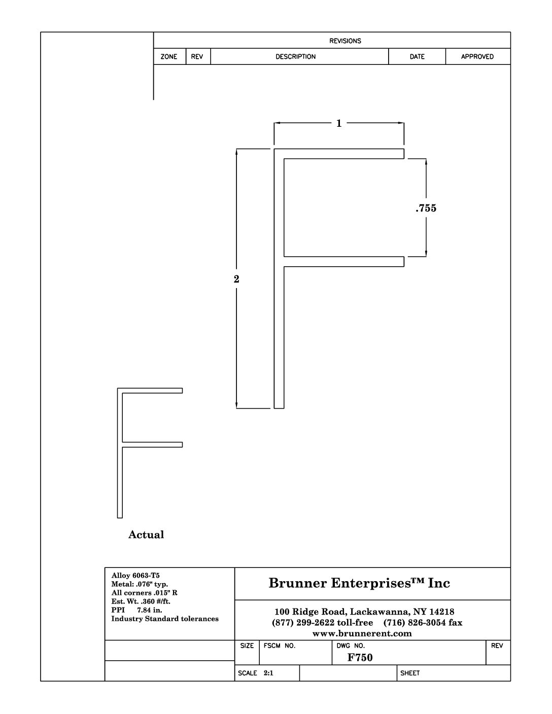 F750; For 3/4 in