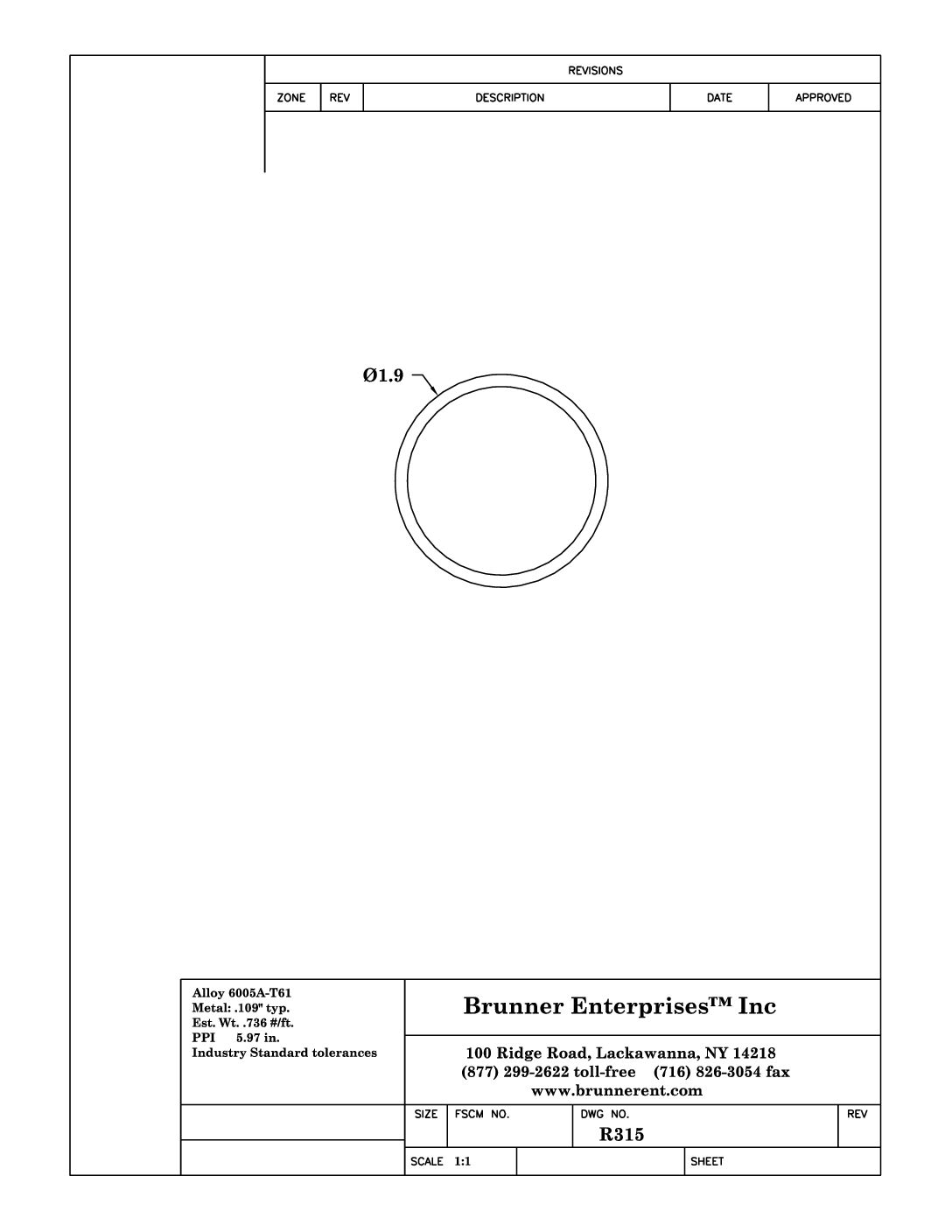 R315; 1 1/2 in. Schedule 10 Pipe