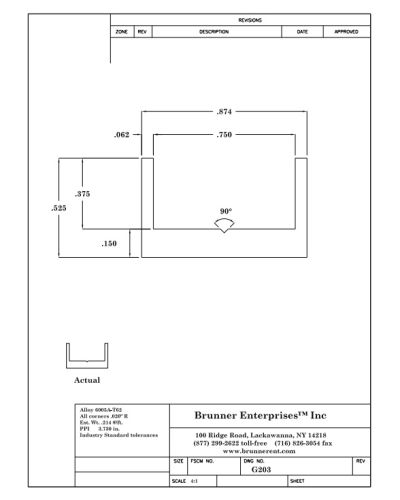 G203; Mating Channel for Fabricated Tables