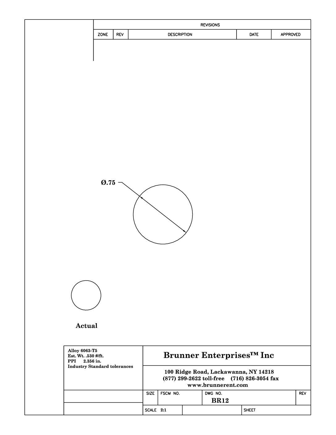 BR12; 3/4 in Round Rod