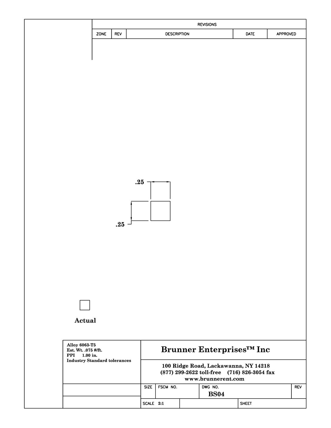 BS04; 1/4 in. Square