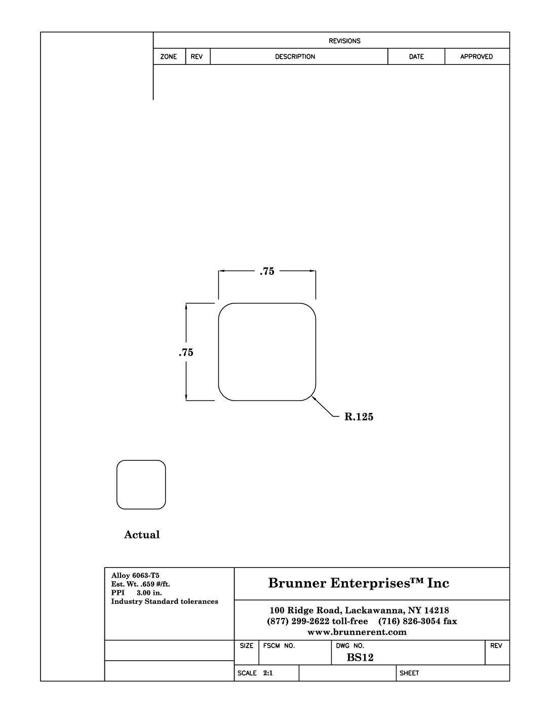 BS12; 3/4 in. Square