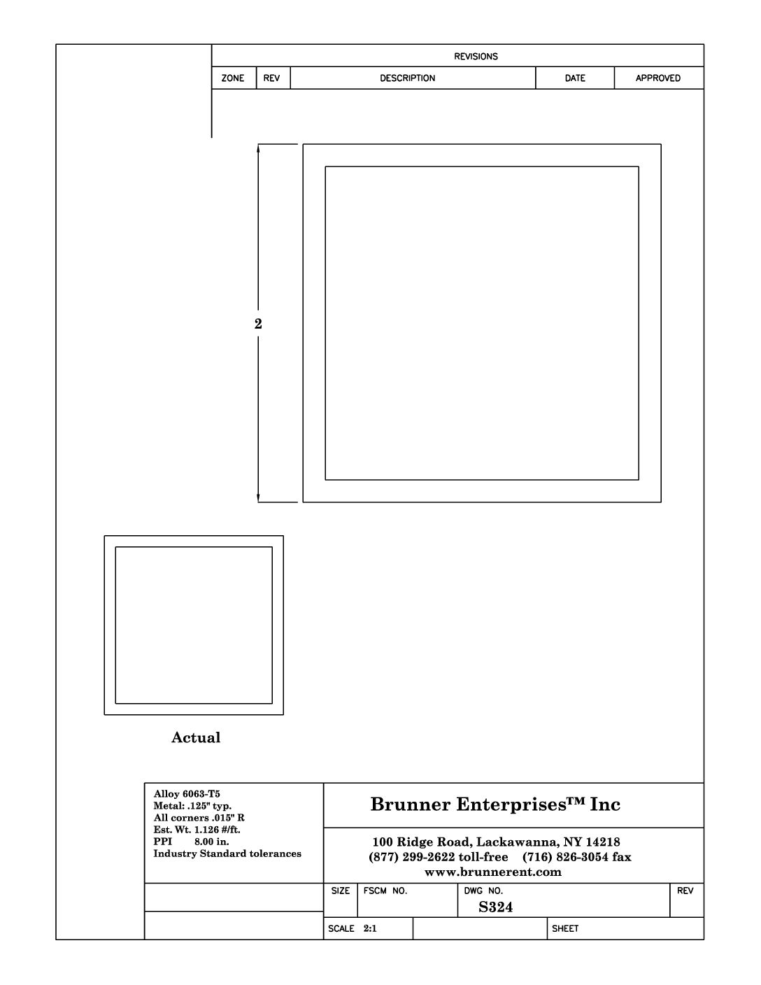 S324; 2x .125 Square Tube