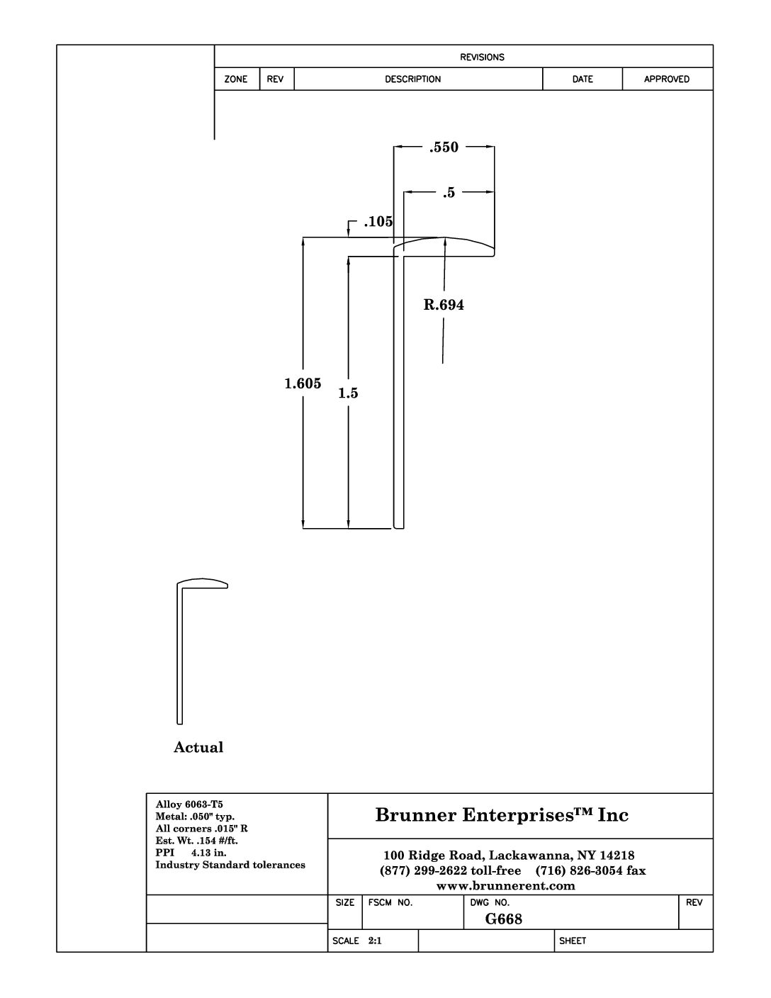 G668; 1½ x 1/2 in. Edging