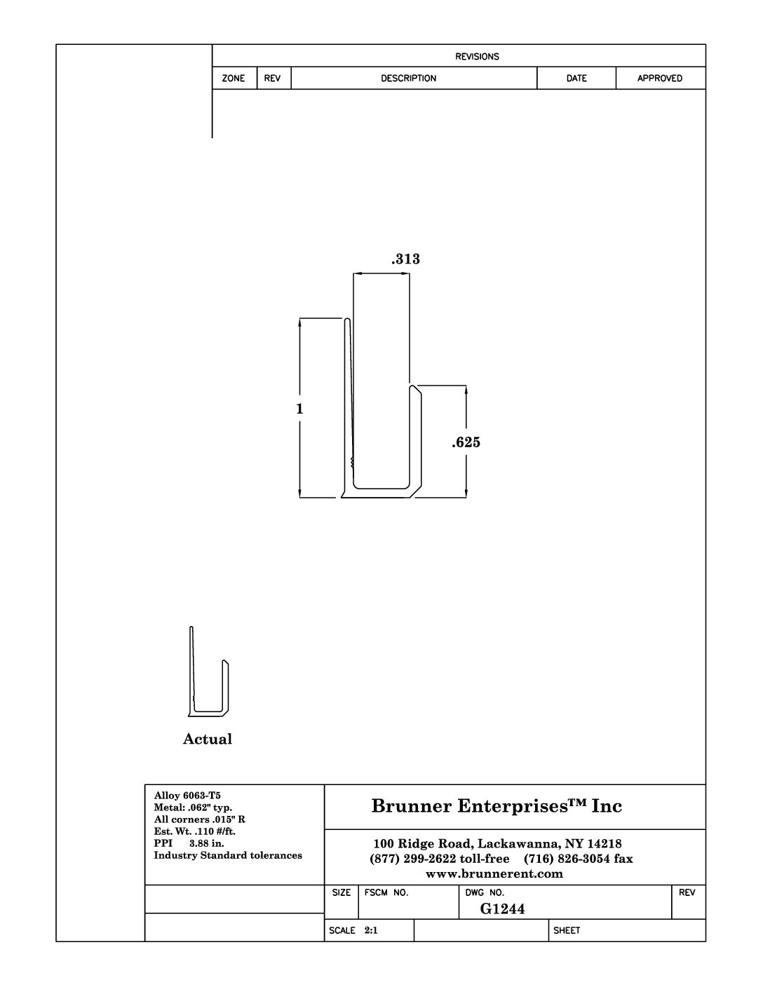 G1244; Mirror Upper ‘J’ Channel